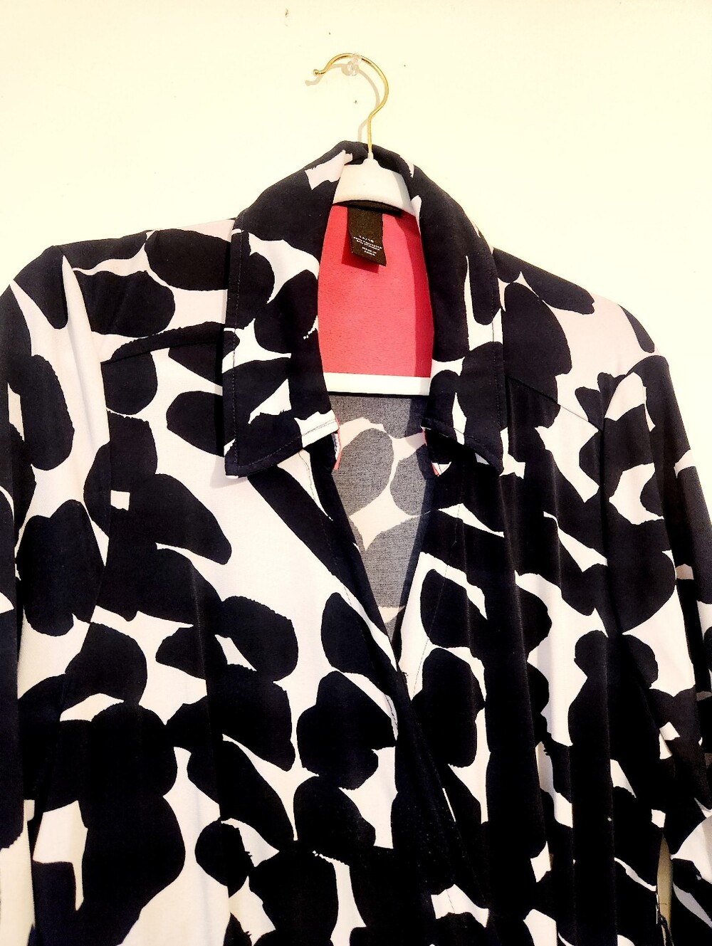 Lane Bryant | Women's Navy, White & Pink Jersey Printed Faux Wrap Dress (14/16) - Picture 4 of 15